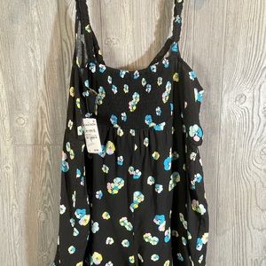 BP Nordstrom Tank Romper Black Floral Size 1X NWT